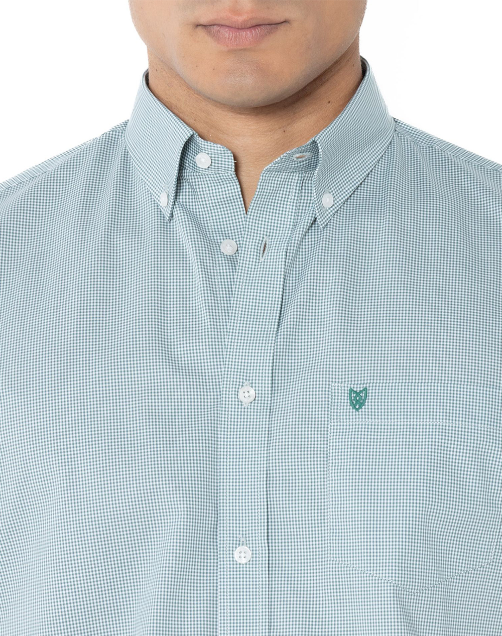 The Bostonians Πουκαμισο Chester Ποπλινα Regular Fit Minicheck Poplin Button-Down 3Bac7021-Olive Olive ανδρικά ρούχα πουκάμισα Politikos Shop 