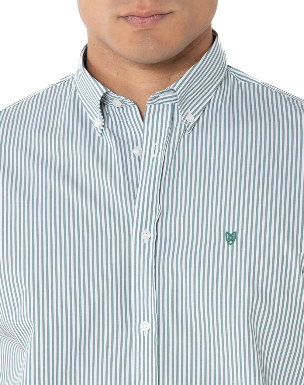The Bostonians Πουκαμισο Acorn Ποπλινα Regular Fit Stripe Poplin Button-Down 3Aas4879-Olive Olive ανδρικά ρούχα πουκάμισα Politikos Shop Πολιτικός