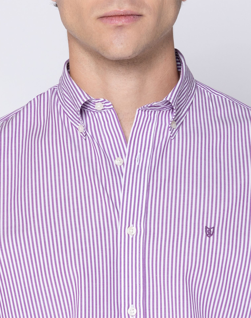 The Bostonians Πουκαμισο Acorn Ποπλινα Regular Fit Stripe Poplin Button-Down 3Aas4879-Purple Purple ανδρικά ρούχα πουκάμισα Politikos Shop Πολιτικός