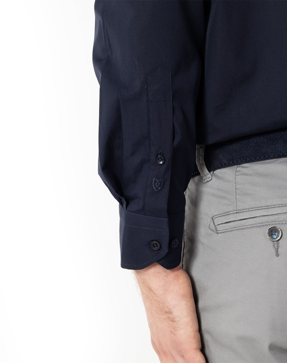 The Bostonians Πουκαμισο Ποπλινα Custom Fit Plain Poplin Classic 3Amp1656X-Navy Darkblue ανδρικά ρούχα πουκάμισα Politikos Shop Πολιτικός