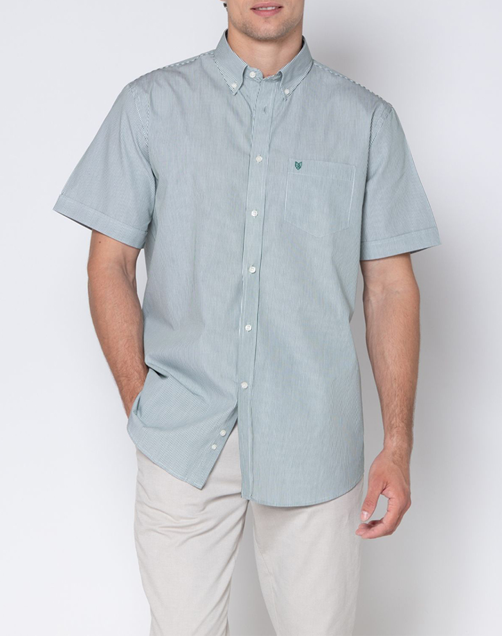 THE BOSTONIANS ΠΟΥΚΑΜΙΣΟ ACORN ΠΟΠΛΙΝΑ REGULAR FIT Stripe POPLIN Button-down Regular Fit 3BAS4444-GREEN Green