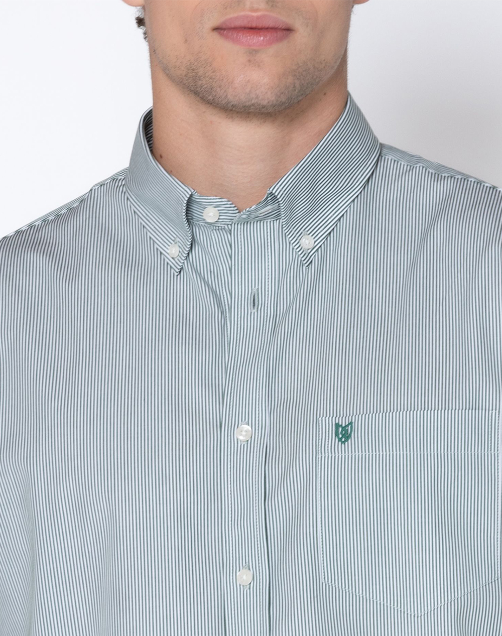 The Bostonians Πουκαμισο Acorn Ποπλινα Regular Fit Stripe Poplin Button-Down 3Bas4444-Green Green ανδρικά ρούχα πουκάμισα Politikos Shop Πολιτικός