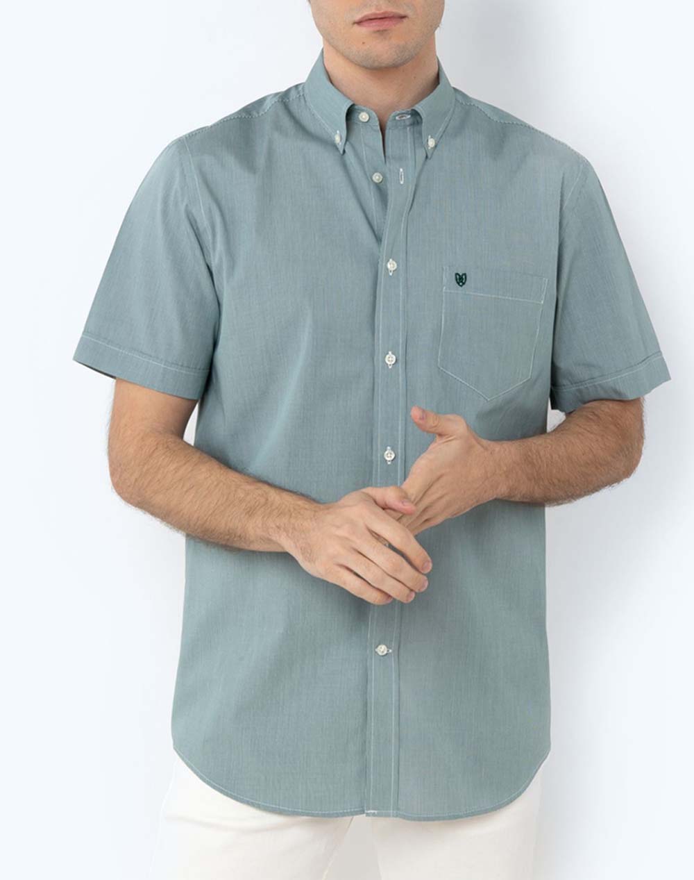 THE BOSTONIANS ΠΟΥΚΑΜΙΣΟ CHESTER ΠΟΠΛΙΝΑ REGULAR FIT MiniCheck POPLIN Button-down Regular Fit 3BAP0016-GREEN Green