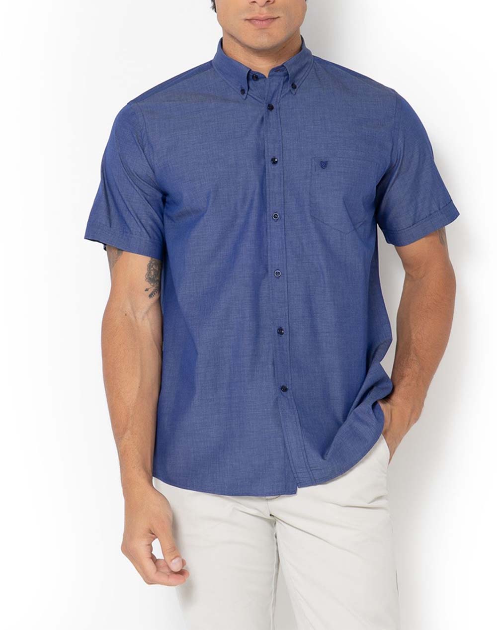 THE BOSTONIANS ΠΟΥΚΑΜΙΣΟ FIL A FIL REGULAR FIT Plain FIL A FIL Button-down Regular Fit 3BAP0000-DARK Indigo