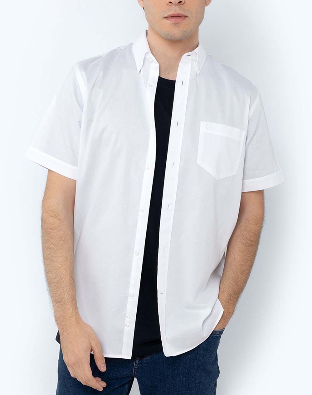 THE BOSTONIANS ΠΟΥΚΑΜΙΣΟ FIL A FIL REGULAR FIT Plain FIL A FIL Button-down Regular Fit 3BAP0000-WHITE White