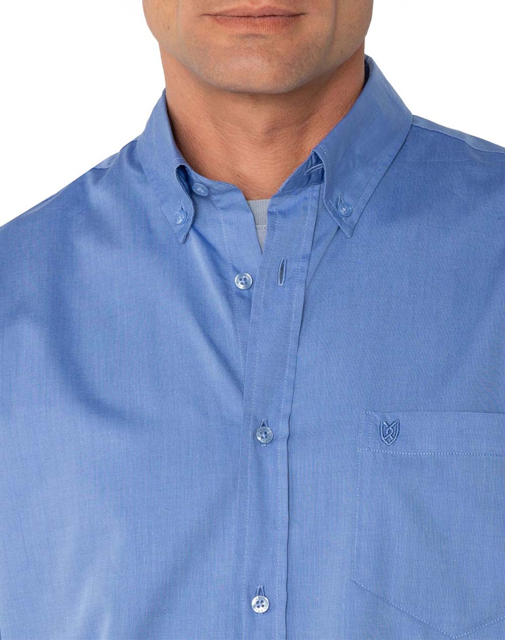The Bostonians Πουκαμισο Fil A Regular Fit Plain Button-Down 3Aap0000-Sax Blue ανδρικά ρούχα πουκάμισα Politikos Shop Πολιτικός