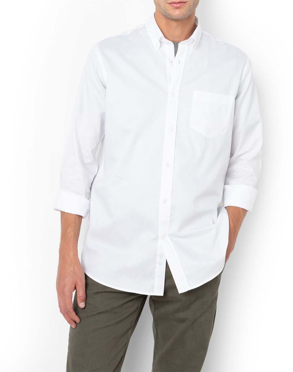 THE BOSTONIANS ΠΟΥΚΑΜΙΣΟ FIL A FIL REGULAR FIT Plain FIL A FIL Button-down Regular Fit 3AAP0000-WHITE White
