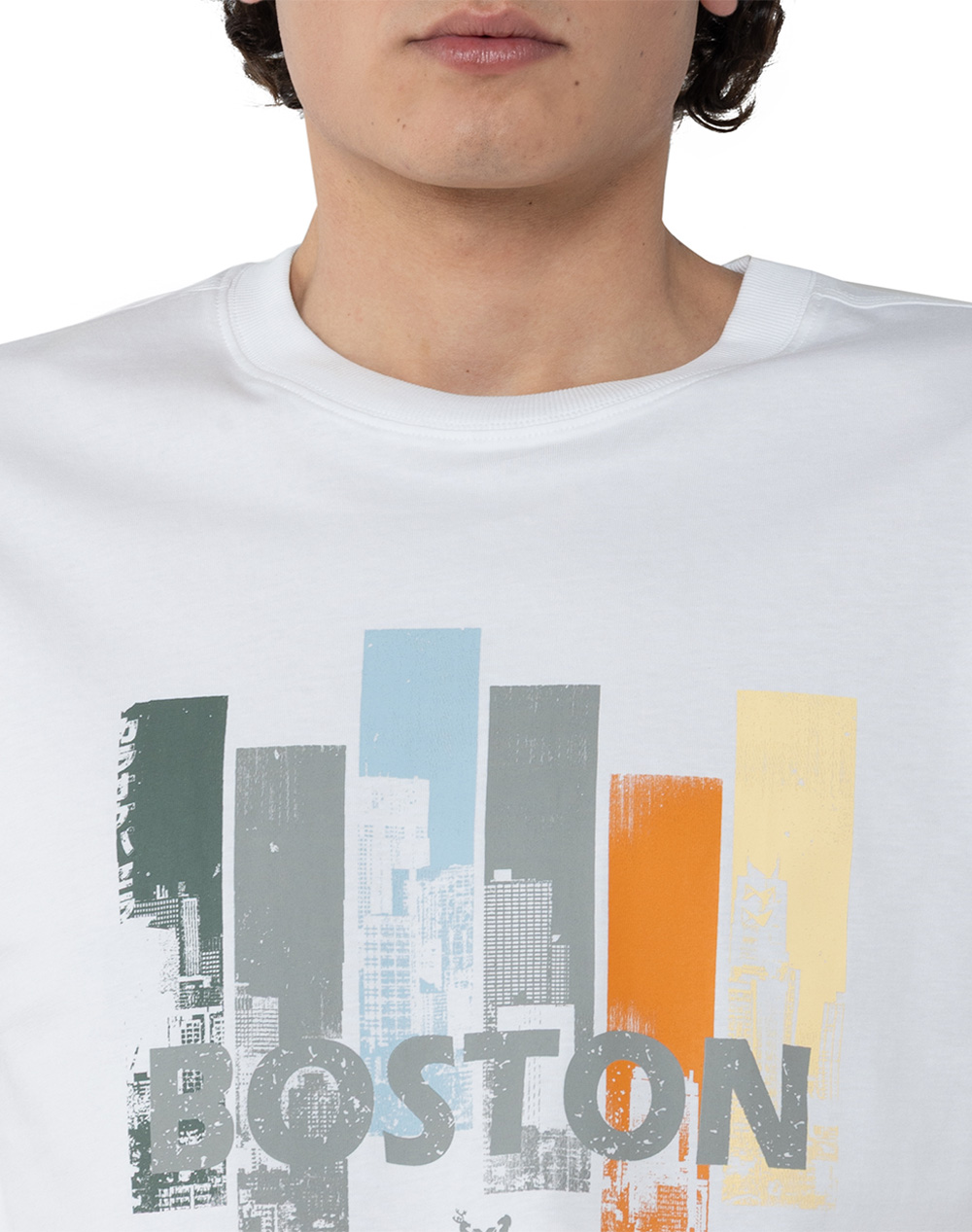 The Bostonians Μπλούζα Boston Print Regular Fit 3Ts1304-White White ανδρικά ρούχα μπλούζες T-Shirt Politikos Shop Πολιτικός