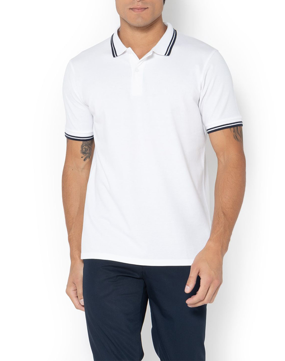 THE BOSTONIANS ΜΠΛΟΥΖΑ POLO PIQUE TWIN TIPPED REGULAR 3PS1271-BRIGHT White