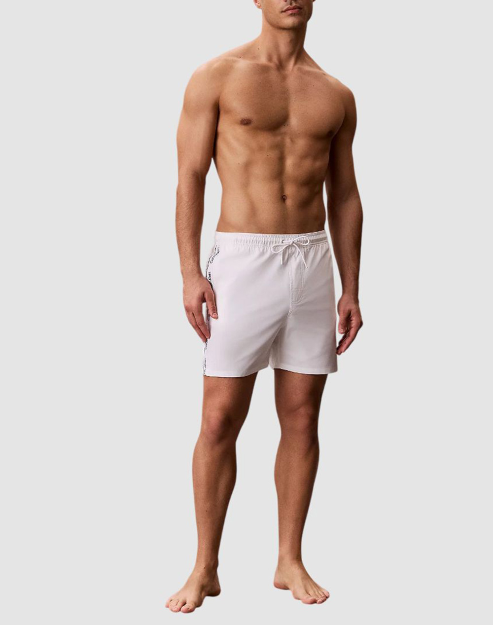 Calvin Klein Medium Drawstring Core Lv00N61002-100 White ανδρικά ρούχα μαγιό Σορτς Politikos Shop Πολιτικός