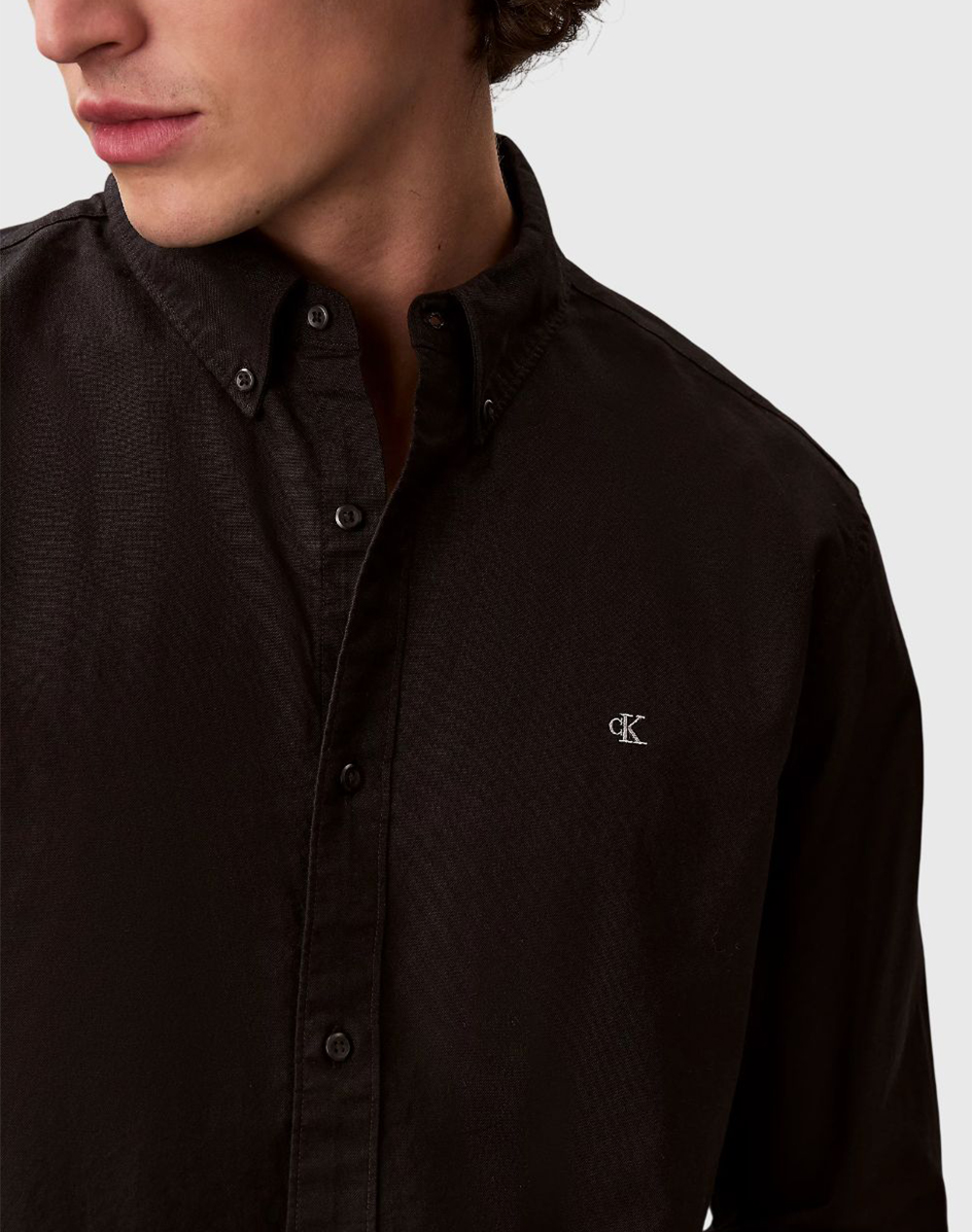 Calvin Klein Jeans Ls Solid Oxford Classic Shirt Lv140Em125-Ub1 Black ανδρικά ρούχα πουκάμισα Politikos Shop Πολιτικός