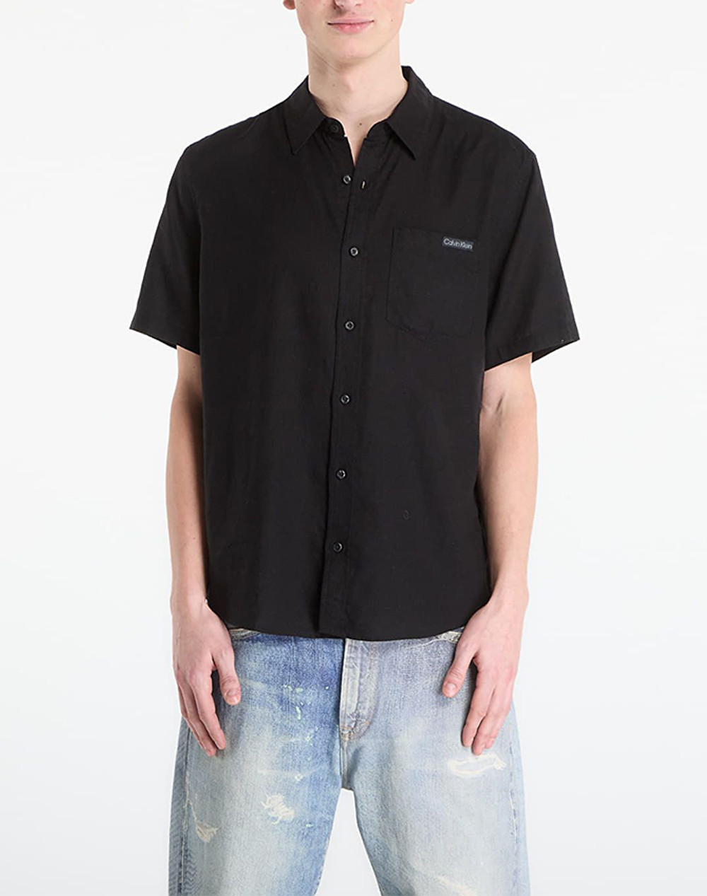 CALVIN KLEIN JEANS SS SOLID CAUSAL LINEN CLASSIC SH LV04RF120G-UB1 Black