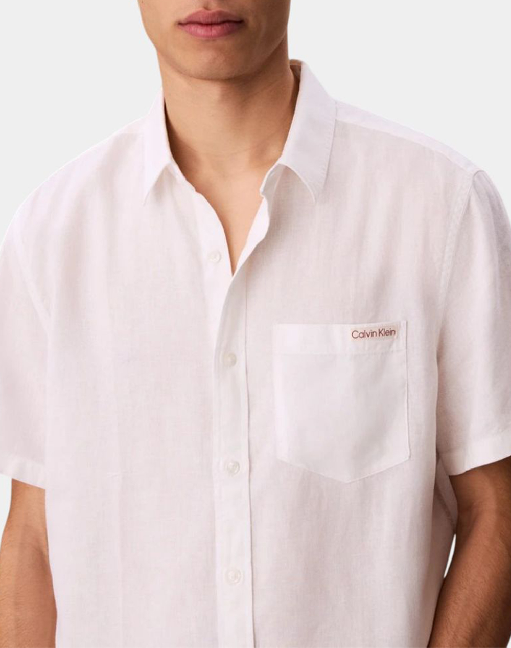 Calvin Klein Jeans Ss Solid Causal Linen Classic Sh Lv04Rf120G-Yaa Offwhite ανδρικά ρούχα πουκάμισα Politikos Shop Πολιτικός