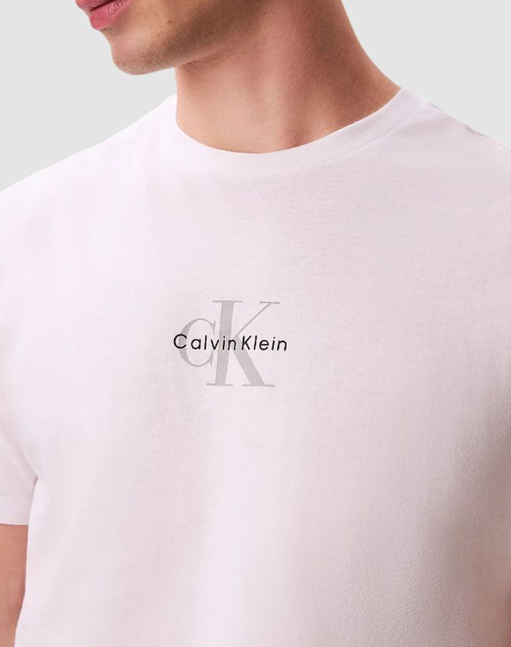 Calvin Klein Jeans Ss 30S Micro Monologo Graphic Te Lv04Rb866G-Yaf Offwhite ανδρικά ρούχα μπλούζες T-Shirt Politikos Shop Πολιτικός