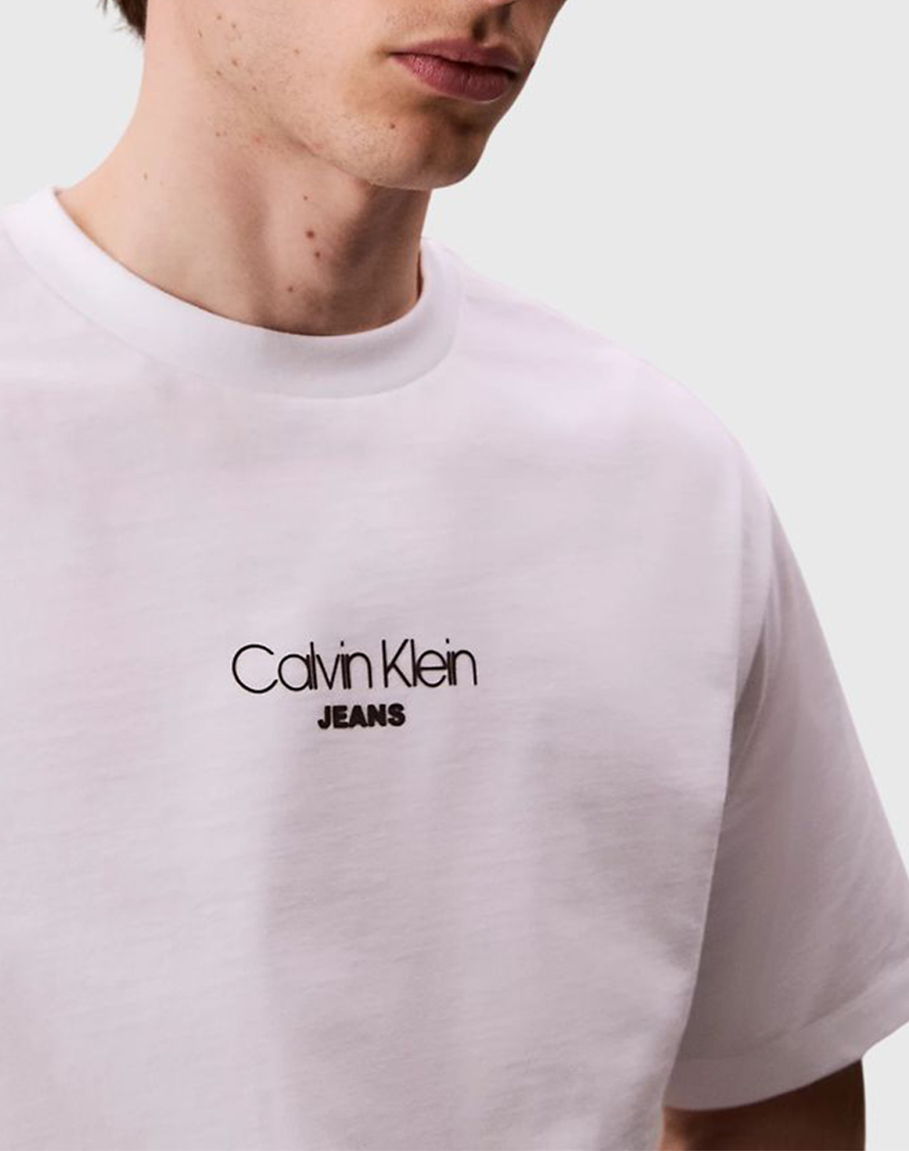 Calvin Klein Jeans Ss 16S Rlxd Fit Ckj Graphic Tee Lv04Rc851G-Yaa White ανδρικά ρούχα μπλούζες T-Shirt Politikos Shop Πολιτικός