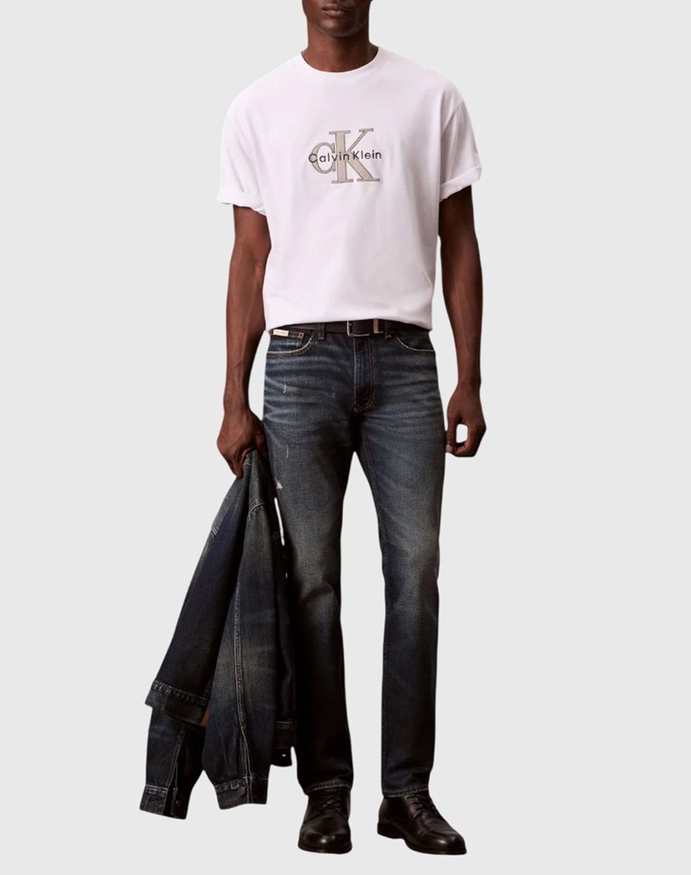 Calvin Klein Ss 16S Tricolor Monologo Graphic Lv04Re815G-Yaf White ανδρικά ρούχα μπλούζες T-Shirt Politikos Shop Πολιτικός