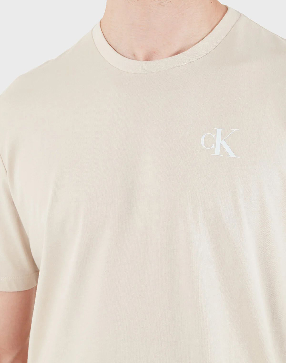 Calvin Klein Jeans Ss 30S Classic Back Monologo Tee Lv14Rf852G-2Jx Biege ανδρικά ρούχα μπλούζες T-Shirt Politikos Shop Πολιτικός