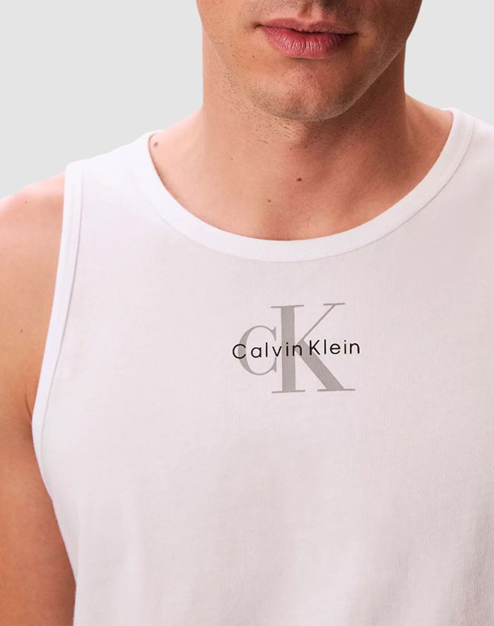 Calvin Klein Ejans 30S Classic Micro Monologo Tank Lv04Rf850G-Yaf White ανδρικά ρούχα μπλούζες T-Shirt Politikos Shop Πολιτικός