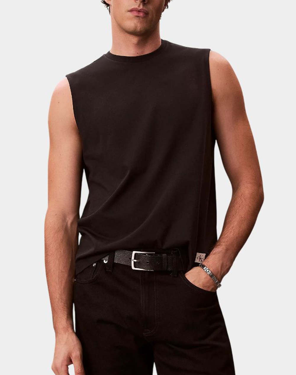 CALVIN KLEIN JEANS 30S JERSEY BADGE MUSCLE TANK LV04RF273G-UB1 Black