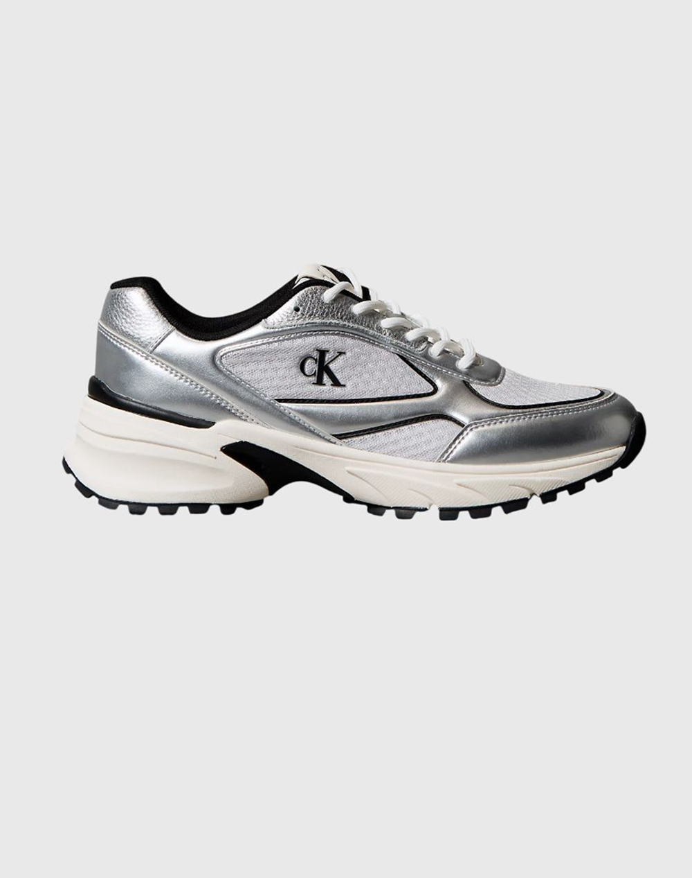 Calvin Klein Ανδρικά Sneakers Ασημί Ύφασμα Mesh & Οικολογικό Δέρμα