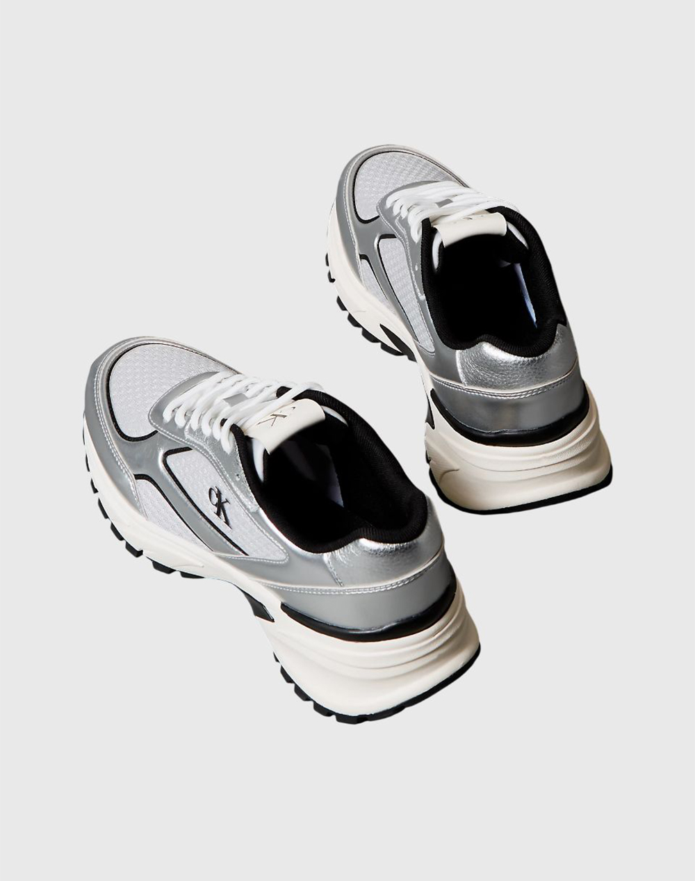 Calvin Klein Jeans Hike Runner Laceup Mesh Mix Met Ym0Ym01402-0Ix Metallicsilver ανδρικά αθλητικά παπούτσια Politikos Shop Πολιτικός
