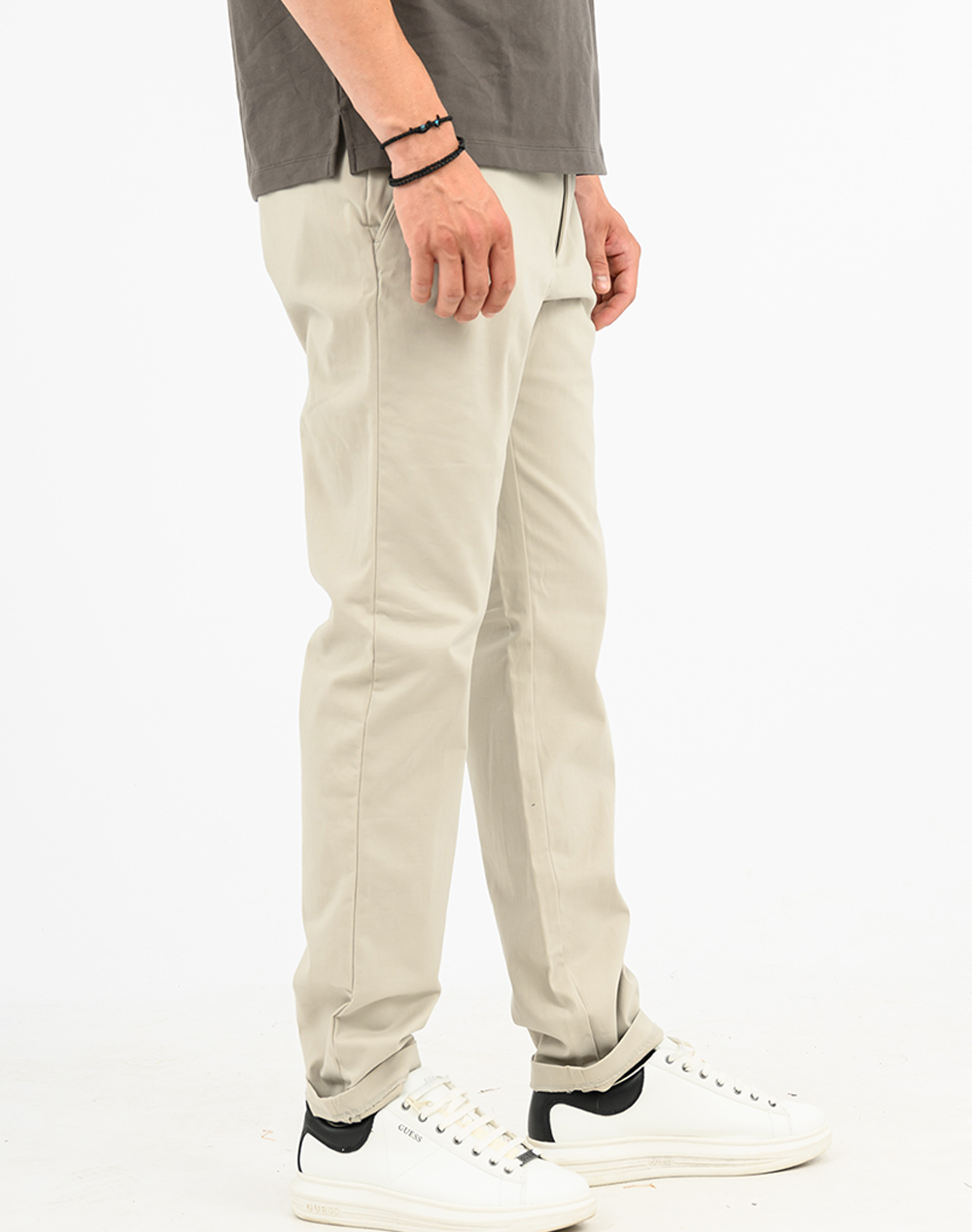 Calvin Klein Slim Sateen Chino Trouser Lv04Ld613G-2F332 Ecru ανδρικά ρούχα παντελόνια Chinos Politikos Shop Πολιτικός