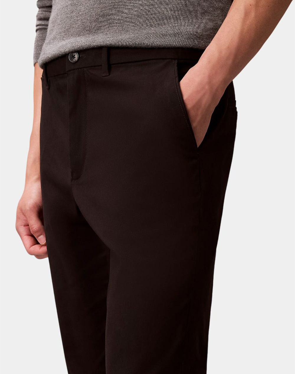 Calvin Klein Slim Sateen Chino Trouser Lv04Ld613G-Ub134 Jetblack ανδρικά ρούχα παντελόνια Chinos Politikos Shop Πολιτικός