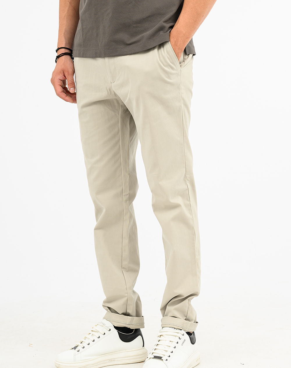 CALVIN KLEIN SLIM SATEEN CHINO TROUSER LV04LD613G-2F334 OffWhite