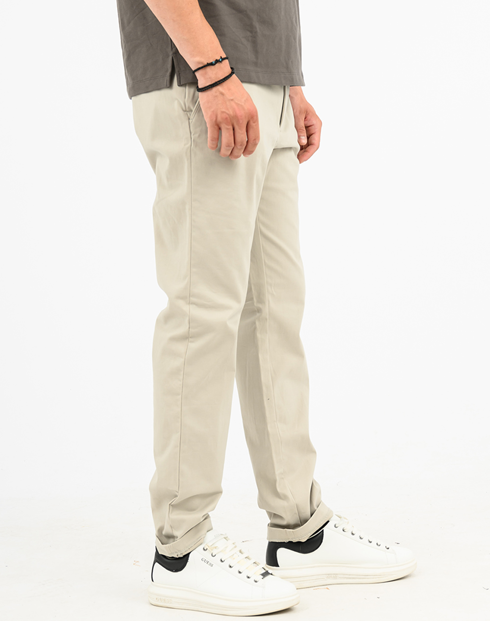 Calvin Klein Slim Sateen Chino Trouser Lv04Ld613G-2F334 Offwhite ανδρικά ρούχα παντελόνια Chinos Politikos Shop Πολιτικός
