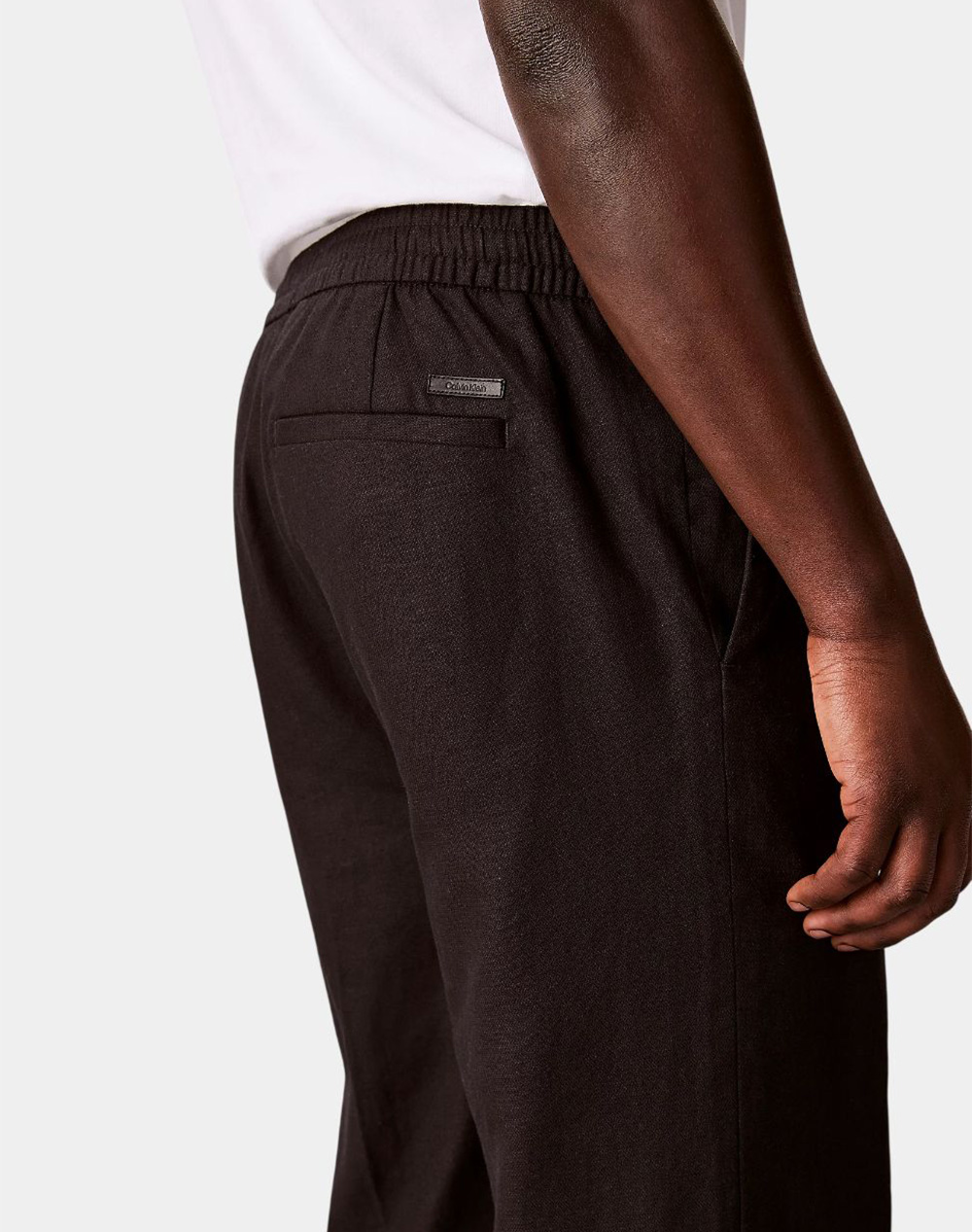 Calvin Klein Straight Linen Pull On Pant Lv04Lf619G-Ub1 Black ανδρικά ρούχα παντελόνια Chinos Politikos Shop Πολιτικός