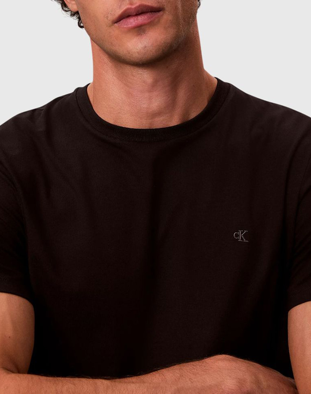 Calvin Klein Ss Stretch Cotton Slim Tee Lv04Lc240G-Ub1 Black ανδρικά ρούχα μπλούζες T-Shirt Politikos Shop Πολιτικός
