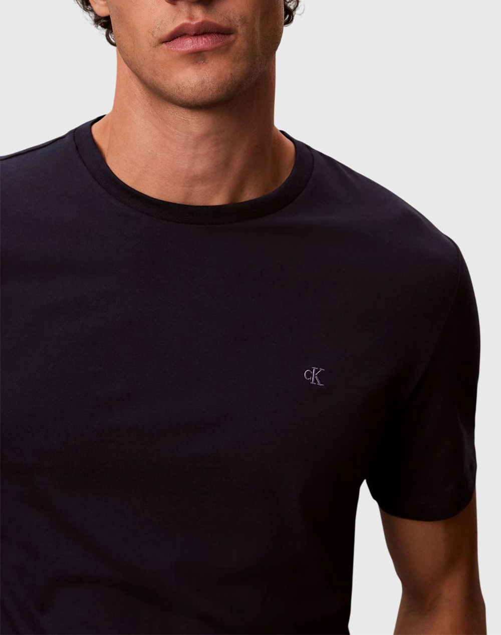 Calvin Klein Ss Stretch Cotton Slim Tee Lv04Lc240G-Cef Darkblue ανδρικά ρούχα μπλούζες T-Shirt Politikos Shop Πολιτικός