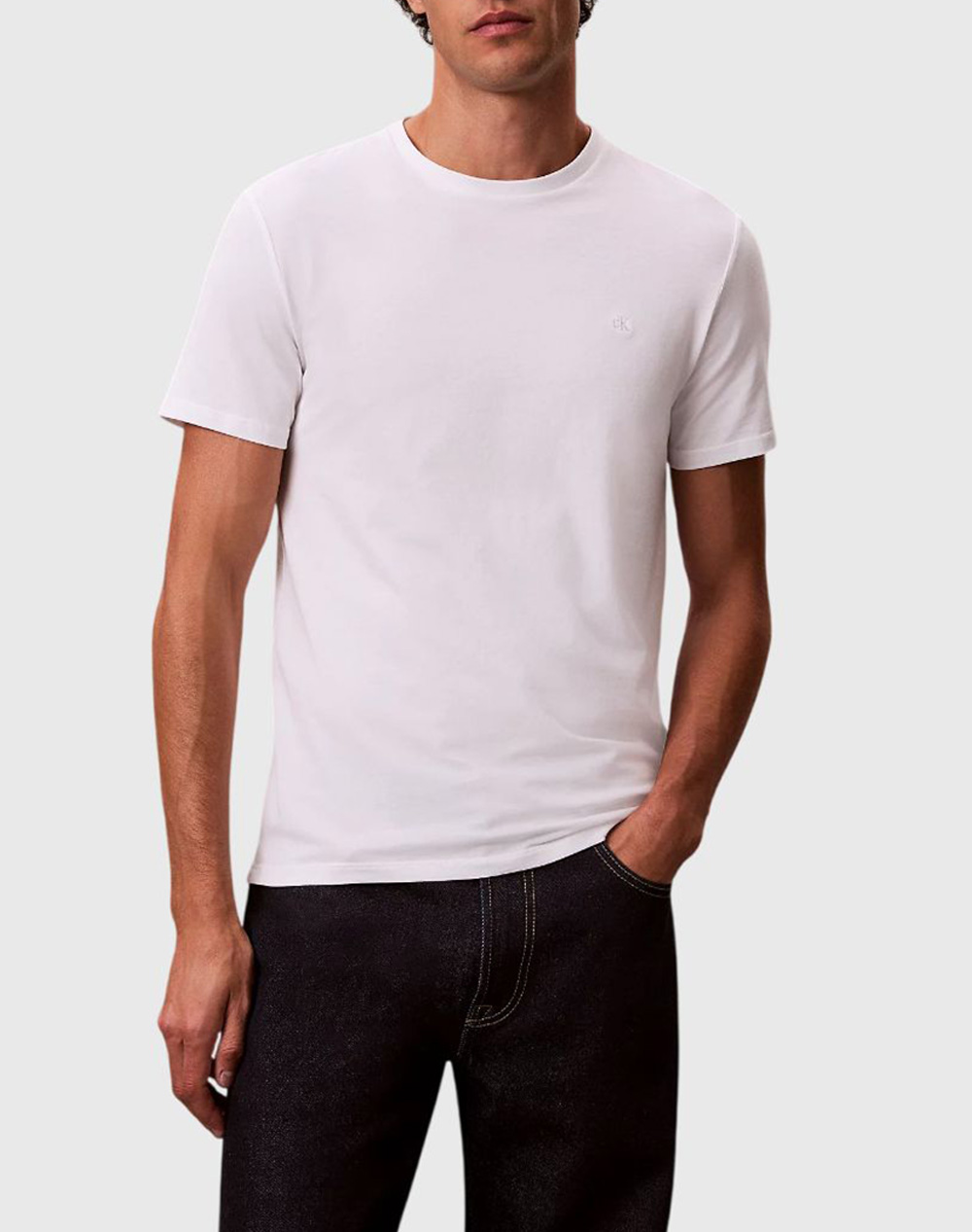 CALVIN KLEIN SS STRETCH COTTON SLIM TEE LV04LC240G-YAF White