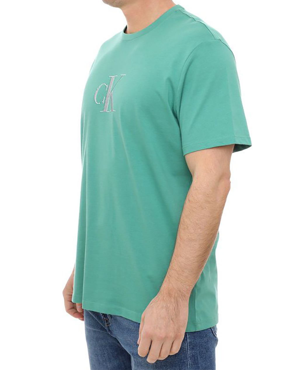 Calvin Klein Ss 30S Distress Monogram Graphic Lv04Rf853G-Vfl Green ανδρικά ρούχα μπλούζες T-Shirt Politikos Shop Πολιτικός
