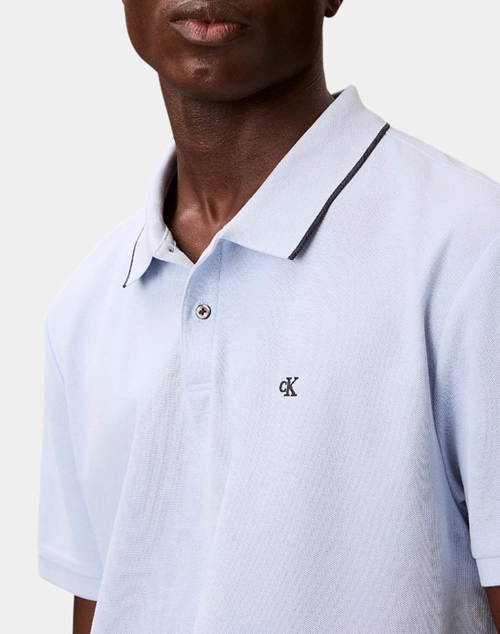 Calvin Klein Ss Rfnd Pq Tppd Clss Lv04Lc239G-C1O Lightblue ανδρικά ρούχα μπλούζες Polo Politikos Shop Πολιτικός