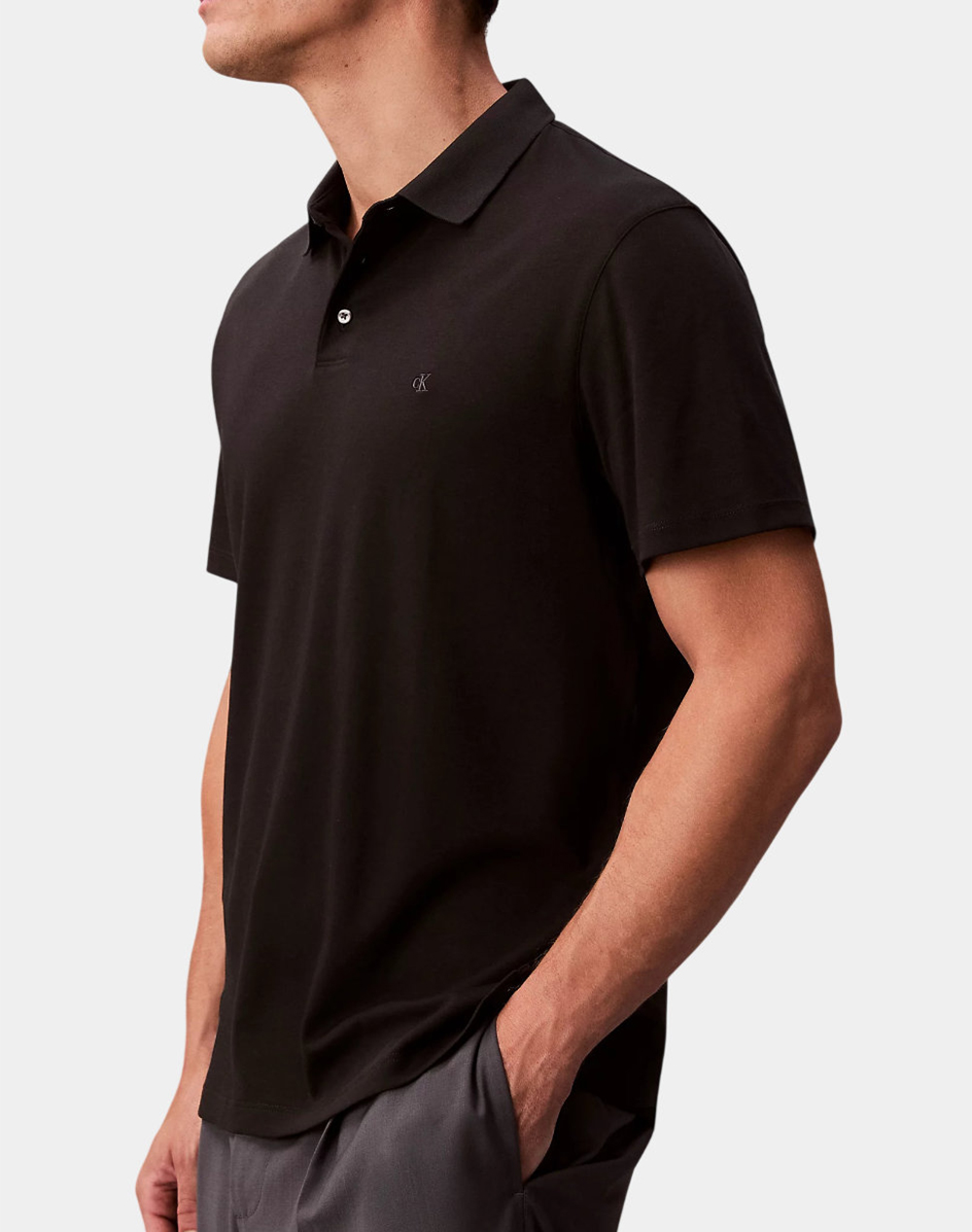 Calvin Klein Ss Supima Chest Emb Polo Lv04Lb276G-Ub1 Black ανδρικά ρούχα μπλούζες Politikos Shop Πολιτικός