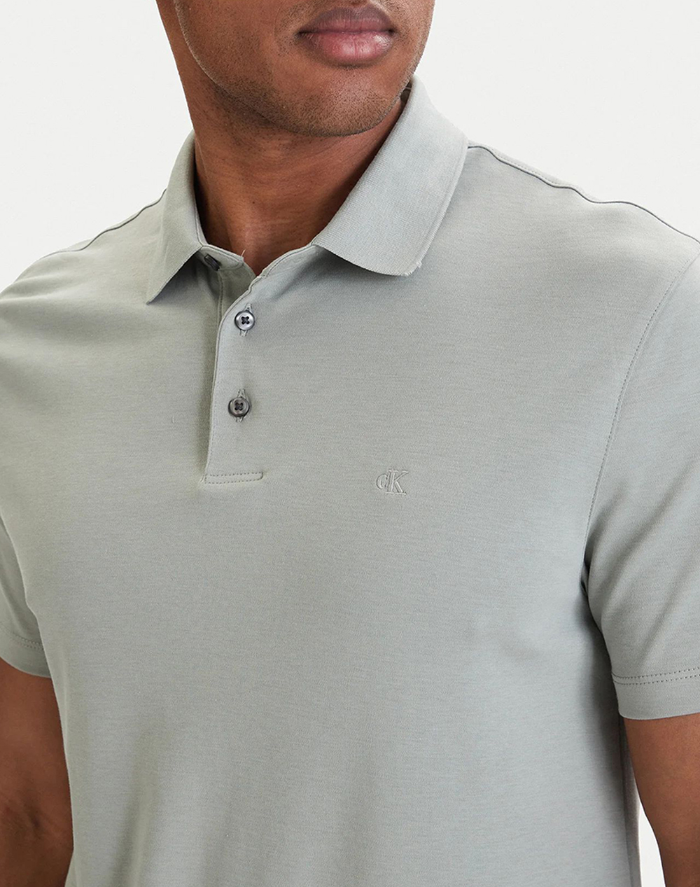 Calvin Klein Ss Supima Chest Emb Polo Lv04Lb276G-Pez Lightgray ανδρικά ρούχα μπλούζες Politikos Shop Πολιτικός