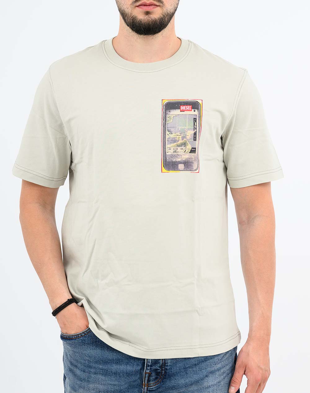 Diesel T-Adjust-V1 T-Shirt A199790Qiam-9Ec Lightgray ανδρικά ρούχα μπλούζες Politikos Shop Πολιτικός