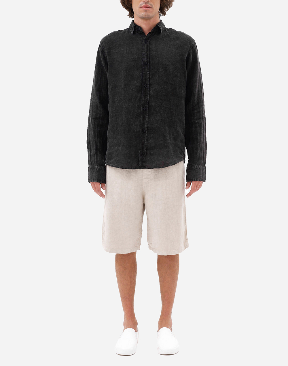 Dirty Laundry Classic Linen Shirt Dlms000134-Vintage Black Jetblack ανδρικά ρούχα πουκάμισα Politikos Shop Πολιτικός
