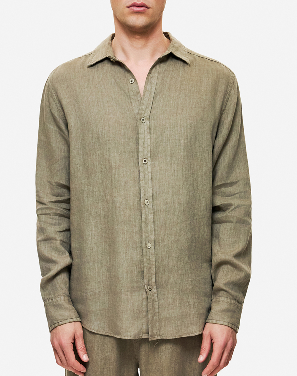 DIRTY LAUNDRY Classic Linen Shirt DLMS000134-TAUPE Khaki