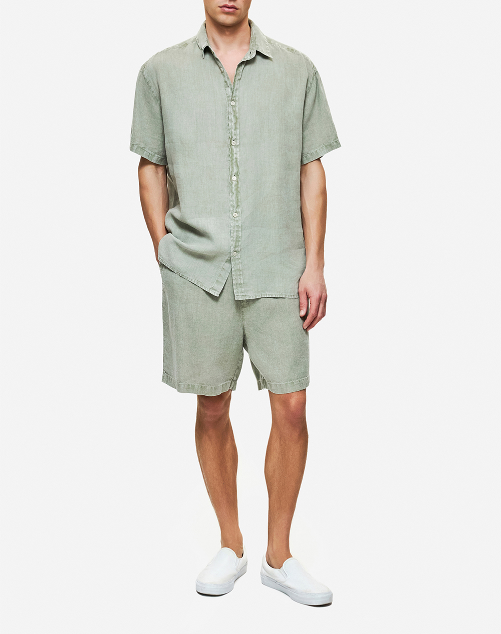 Dirty Laundry Shortsleeve Linen Shirt Dlms000153-Vintage Greige Gray ανδρικά ρούχα πουκάμισα Politikos Shop Πολιτικός