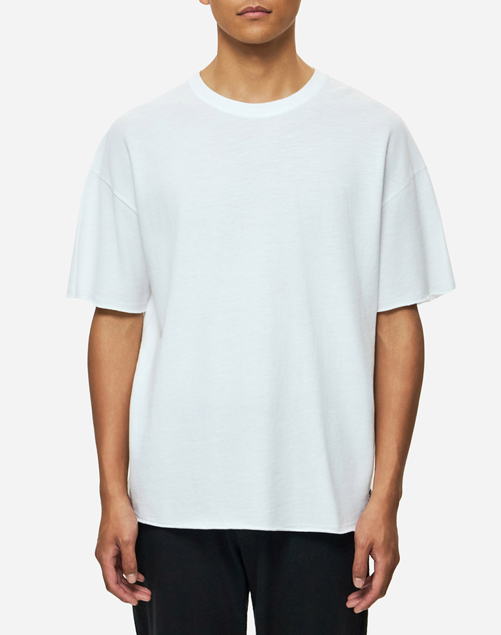 DIRTY LAUNDRY PIQUET T-SHIRT WITH RAW EDGES DLMT000606-WHITE White