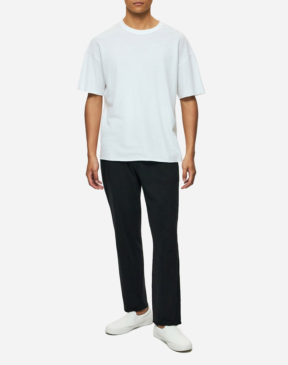 Dirty Laundry Piquet T-Shirt With Raw Edges Dlmt000606-White White ανδρικά ρούχα μπλούζες Politikos Shop Πολιτικός