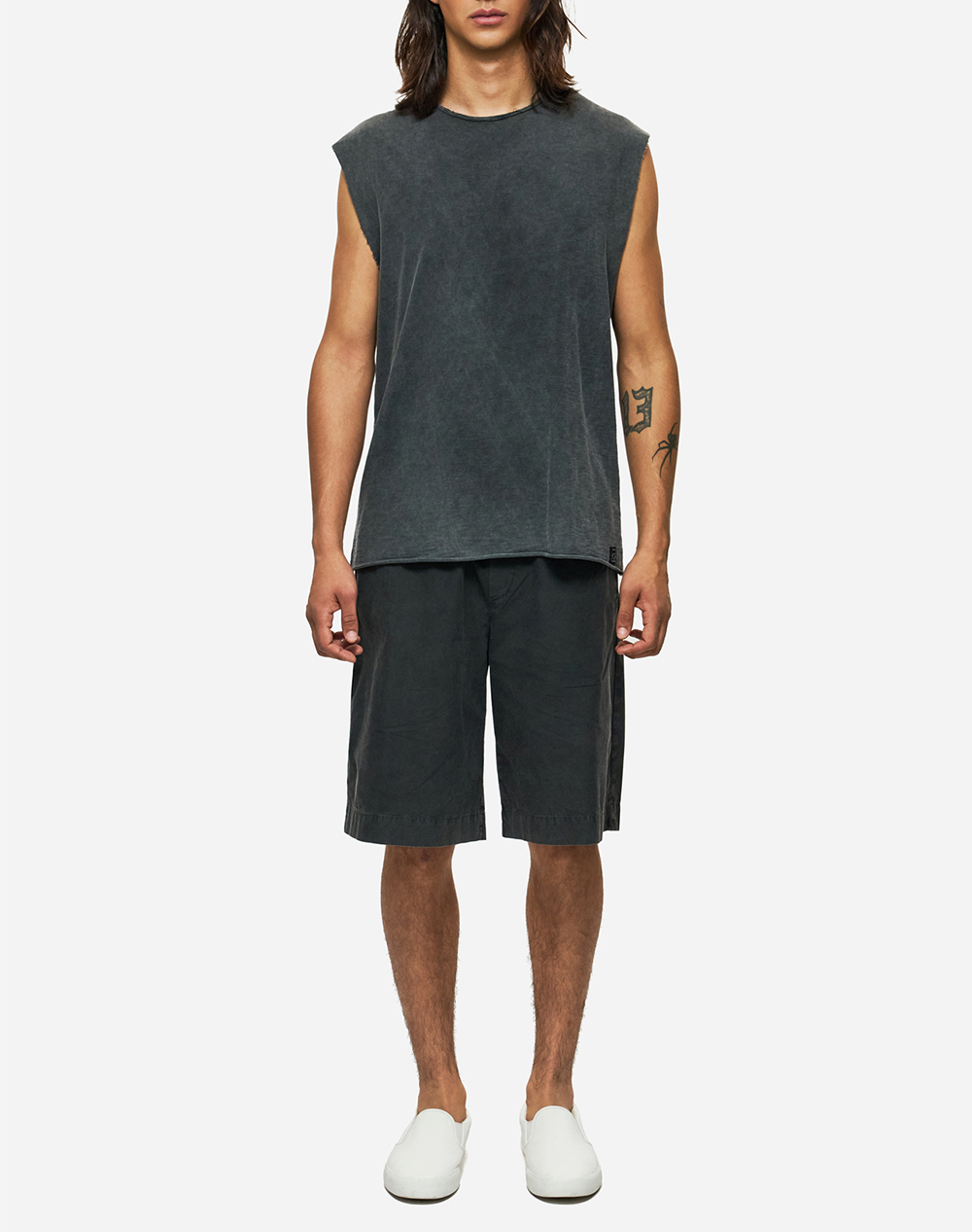 Dirty Laundry Slub Tank Top With Raw Edges Dlmtt000002-Vintage Black Jetblack ανδρικά ρούχα μπλούζες T-Shirt Politikos Shop Πολιτικός