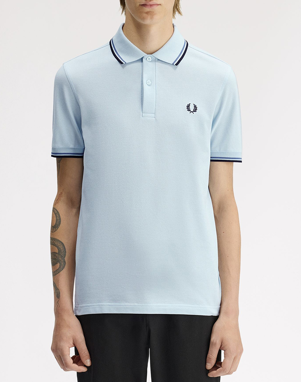 Fred Perry Ανδρική Μπλούζα Polo Κοντομάνικη Ανοιχτό Μπλε Βαμβάκι Πικέ