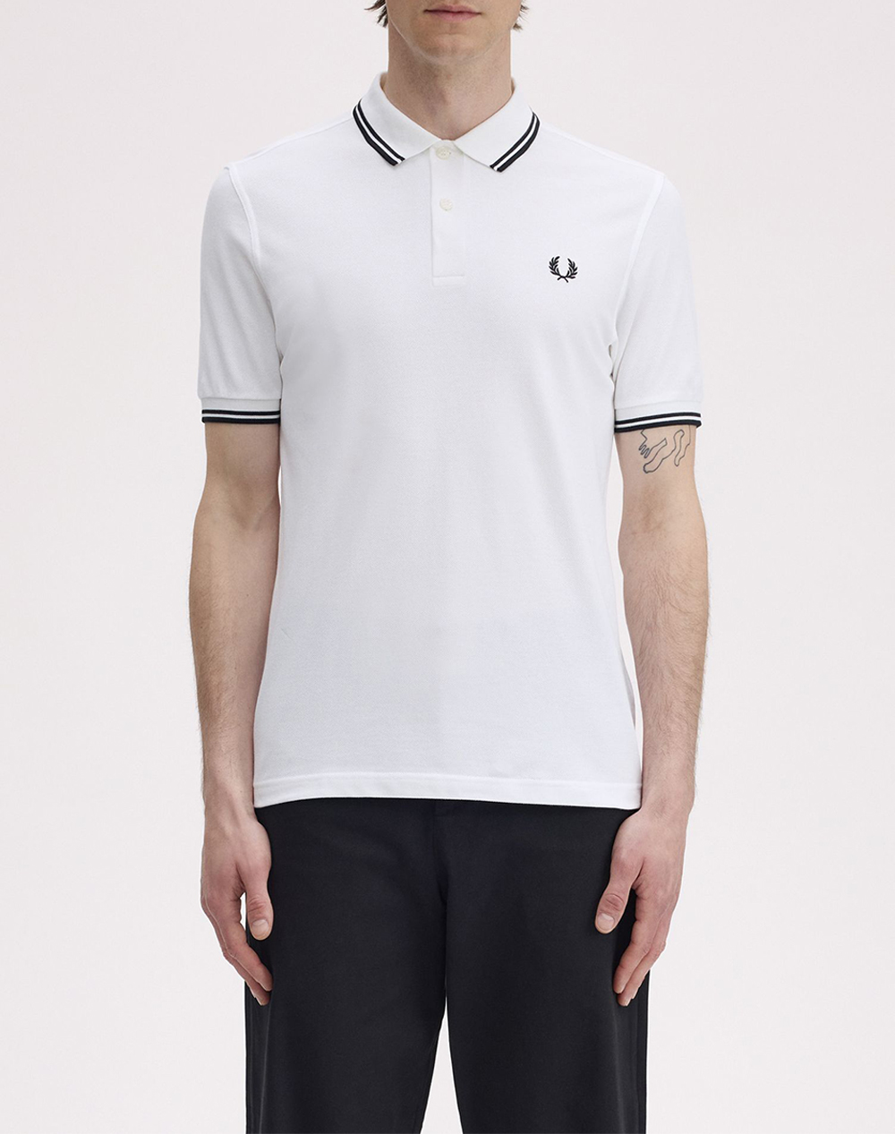 Fred Perry Ανδρική Μπλούζα Polo Κοντομάνικη Άσπρο Βαμβάκι Πικέ