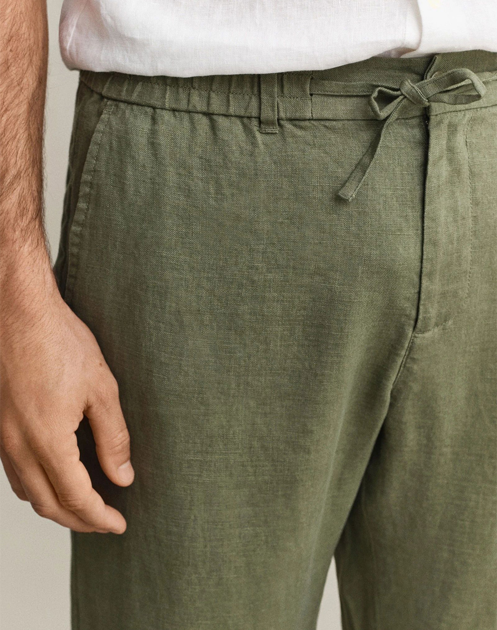 Gant Παντελόνι Reg Linen Ds Pants 3G1504040-379 Khaki ανδρικά ρούχα παντελόνια Chinos Politikos Shop Πολιτικός