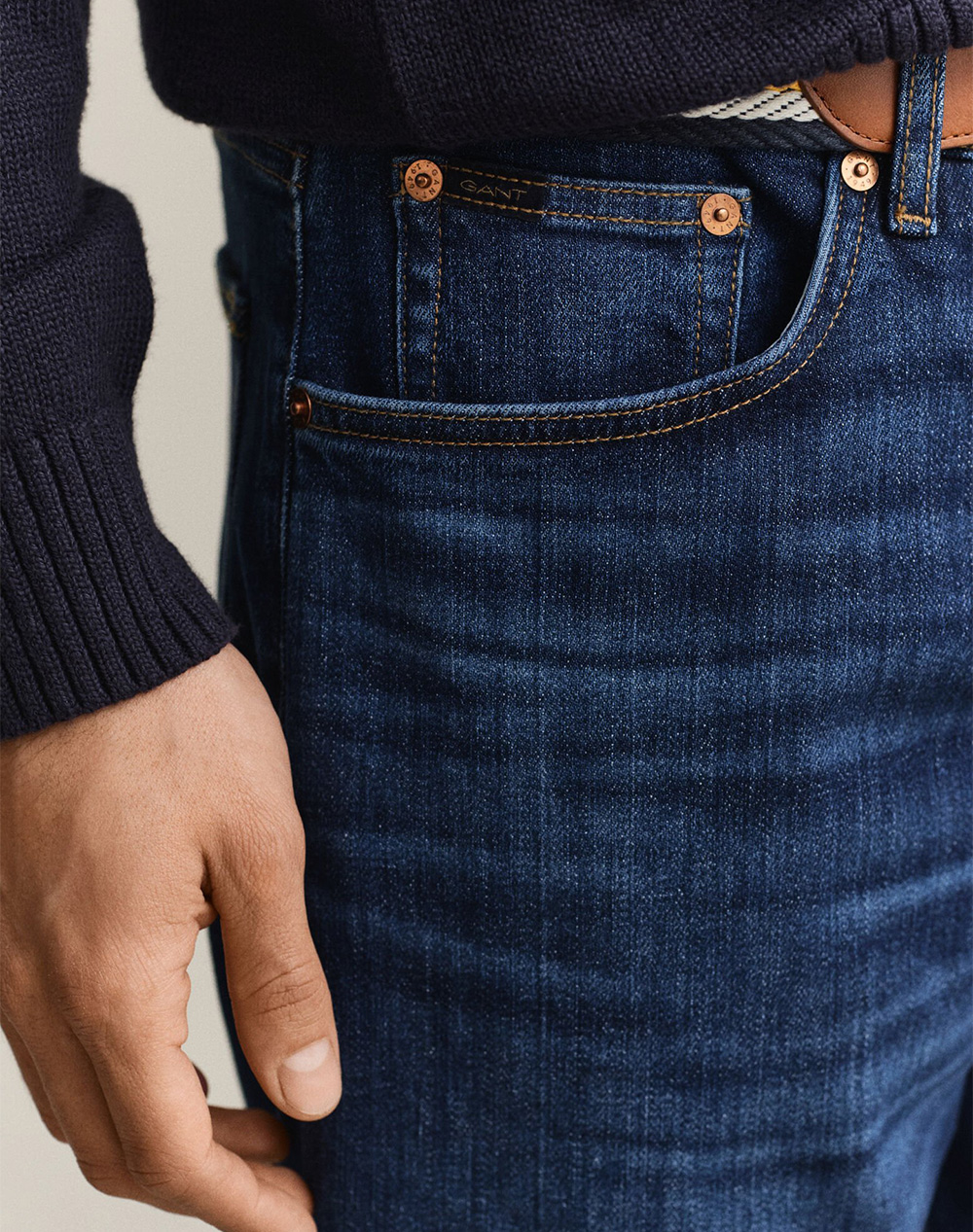 Gant Παντελόνι Reg Jeans 3G1000011-34-971 Denimdarkblue ανδρικά ρούχα παντελόνια Politikos Shop Πολιτικός