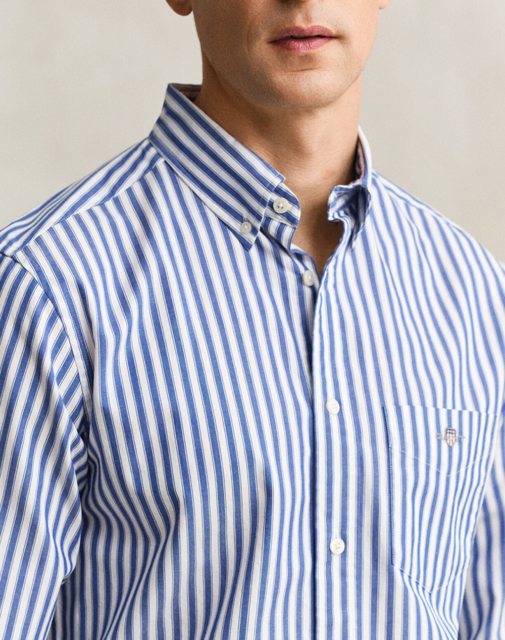 Gant Πουκαμισο Μμ Reg Classic Poplin Stripe Shirt 3G3260011-436 Blue ανδρικά ρούχα πουκάμισα Politikos Shop Πολιτικός