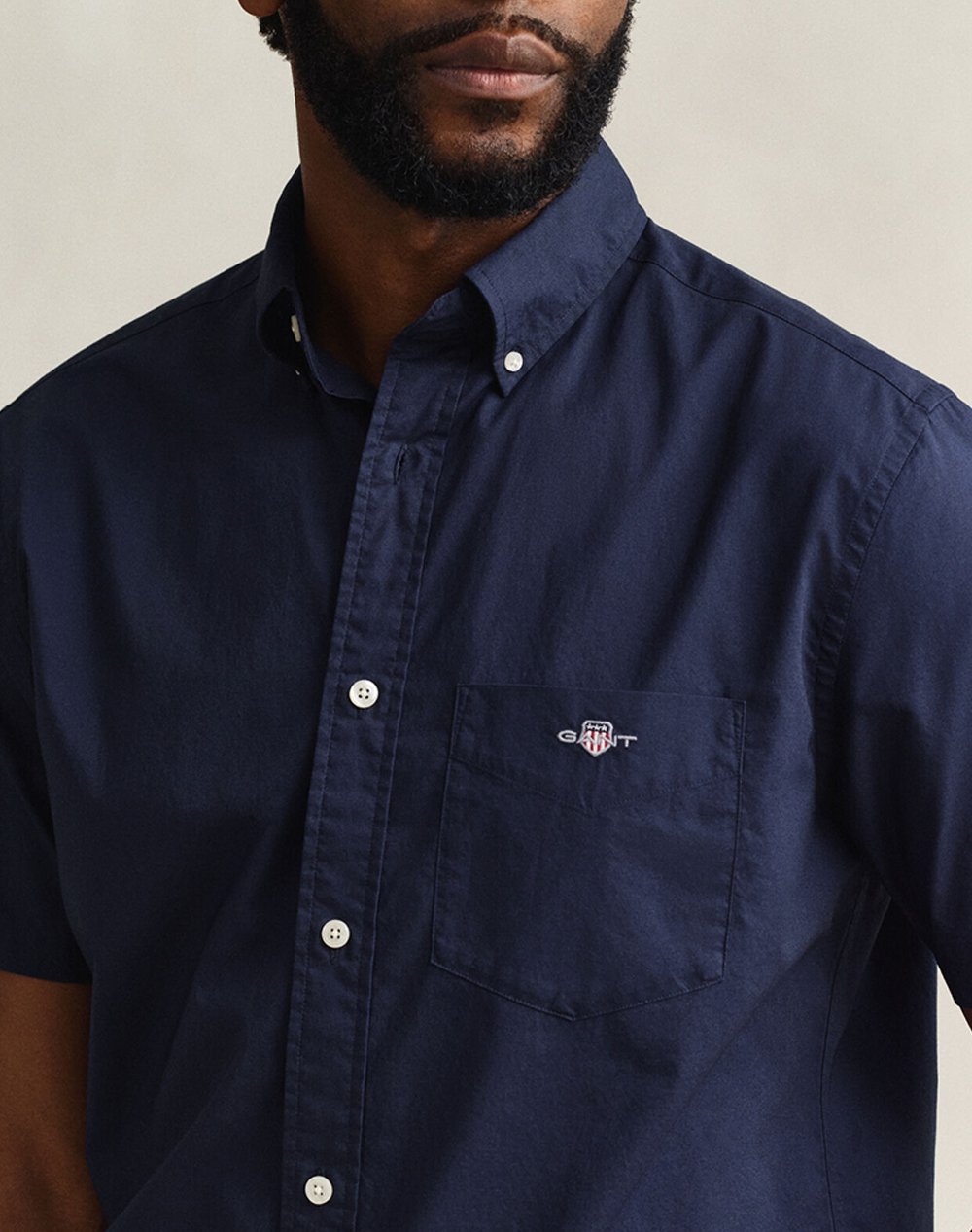 Gant Πουκαμισο Κμ Reg Poplin Ss Shirt 3G3000101-410 Navyblue ανδρικά ρούχα πουκάμισα Politikos Shop Πολιτικός